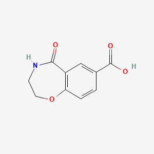 molecular formula C10H9NO4 B2715912 5-氧代-2,3,4,5-四氢-1,4-苯并噁唑-7-甲酸 CAS No. 933695-34-2
