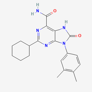 2-cyclohexyl-9-(3,4-dimethylphenyl)-8-oxo-8,9-dihydro-7H-purine-6-carboxamide