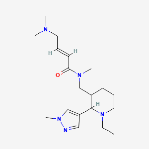 (E)-4-(Dimethylamino)-N-[[1-ethyl-2-(1-methylpyrazol-4-yl)piperidin-3-yl]methyl]-N-methylbut-2-enamide