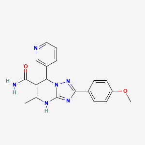 molecular formula C19H18N6O2 B2715946 2-(4-Methoxyphenyl)-5-methyl-7-(pyridin-3-yl)-4,7-dihydro-[1,2,4]triazolo[1,5-a]pyrimidine-6-carboxamide CAS No. 538318-19-3