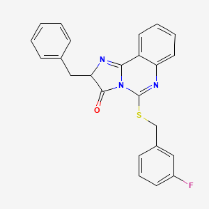 molecular formula C24H18FN3OS B2715947 2-benzyl-5-[(3-fluorobenzyl)thio]imidazo[1,2-c]quinazolin-3(2H)-one CAS No. 958614-47-6