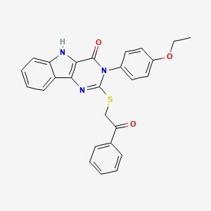 molecular formula C26H21N3O3S B2715948 3-(4-ethoxyphenyl)-2-((2-oxo-2-phenylethyl)thio)-3H-pyrimido[5,4-b]indol-4(5H)-one CAS No. 536710-49-3