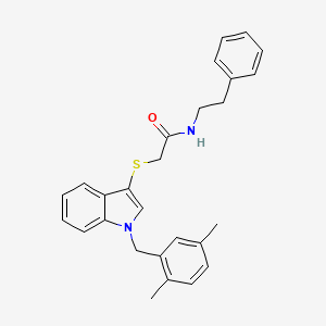 molecular formula C27H28N2OS B2715954 2-((1-(2,5-二甲基苯基甲基)-1H-吲哚-3-基)硫)-N-苯乙基乙酰胺 CAS No. 851412-71-0