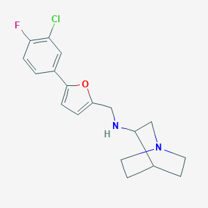 molecular formula C18H20ClFN2O B271596 N-{[5-(3-chloro-4-fluorophenyl)furan-2-yl]methyl}-1-azabicyclo[2.2.2]octan-3-amine 