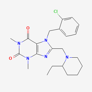 molecular formula C22H28ClN5O2 B2715980 7-[(2-Chlorophenyl)methyl]-8-[(2-ethylpiperidin-1-yl)methyl]-1,3-dimethylpurine-2,6-dione CAS No. 851938-87-9