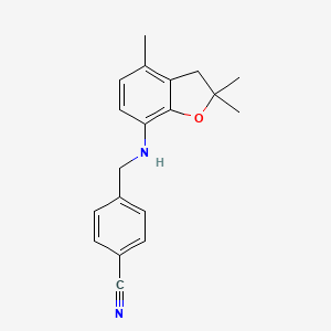 molecular formula C19H20N2O B2716003 4-{[(2,2,4-Trimethyl-2,3-dihydro-1-benzofuran-7-yl)amino]methyl}benzenecarbonitrile CAS No. 866042-51-5