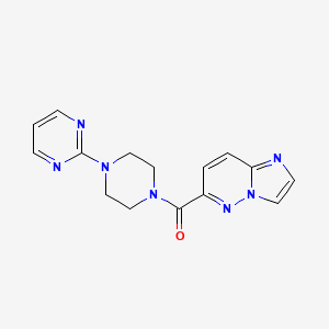 molecular formula C15H15N7O B2716020 2-(4-{Imidazo[1,2-b]pyridazine-6-carbonyl}piperazin-1-yl)pyrimidine CAS No. 2415623-76-4