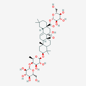 (4As,6aR,6bR,10S,12aR,14bS)-10-[(2R,3R,4R,5R,6R)-3,4-dihydroxy-6-methyl-5-[(2S,3R,4S,5S,6R)-3,4,5-trihydroxy-6-(hydroxymethyl)oxan-2-yl]oxyoxan-2-yl]oxy-2,2,6b,9,9,12a-hexamethyl-4a-[(2S,3R,4S,5S,6R)-3,4,5-trihydroxy-6-(hydroxymethyl)oxan-2-yl]oxycarbonyl-1,3,4,5,6,6a,7,8,8a,10,11,12,13,14b-tetradecahydropicene-6a-carboxylic acid