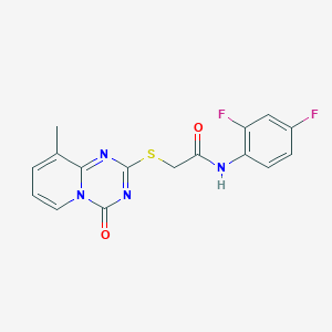 molecular formula C16H12F2N4O2S B2716044 N-(2,4-difluorophenyl)-2-(9-methyl-4-oxopyrido[1,2-a][1,3,5]triazin-2-yl)sulfanylacetamide CAS No. 896340-15-1