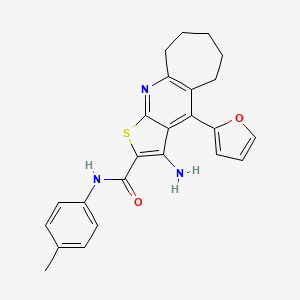 molecular formula C24H23N3O2S B2716048 3-amino-4-(furan-2-yl)-N-(p-tolyl)-6,7,8,9-tetrahydro-5H-cyclohepta[b]thieno[3,2-e]pyridine-2-carboxamide CAS No. 434295-88-2