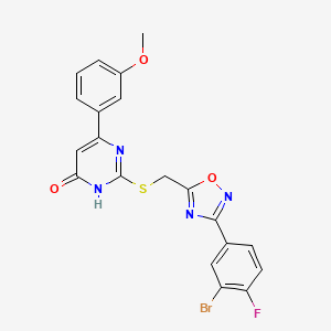 2-({[3-(3-Bromo-4-fluorophenyl)-1,2,4-oxadiazol-5-yl]methyl}sulfanyl)-6-(3-methoxyphenyl)-4-pyrimidinol