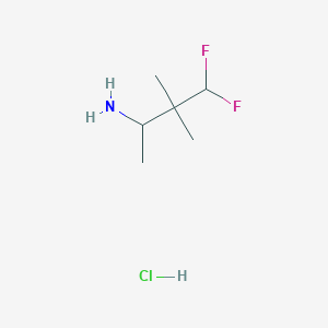molecular formula C6H14ClF2N B2716052 4,4-二氟-3,3-二甲基丁烷-2-胺；盐酸盐 CAS No. 2413899-95-1