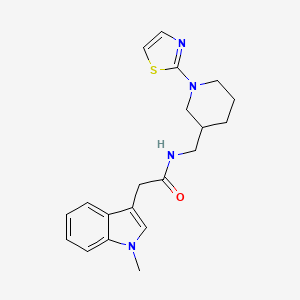 molecular formula C20H24N4OS B2716053 2-(1-甲基-1H-吲哚-3-基)-N-((1-(噻唑-2-基)哌啶-3-基)甲基)乙酰胺 CAS No. 1795471-62-3