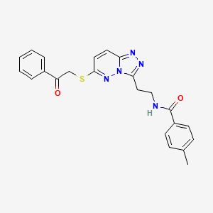 molecular formula C23H21N5O2S B2716059 4-methyl-N-(2-(6-((2-oxo-2-phenylethyl)thio)-[1,2,4]triazolo[4,3-b]pyridazin-3-yl)ethyl)benzamide CAS No. 872995-40-9