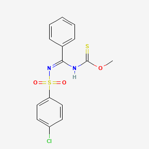molecular formula C15H13ClN2O3S2 B2716061 (Z)-O-甲基 ((((4-氯苯基)磺酰)亚胺)(苯基)甲基)碳酰硫酸酯 CAS No. 57169-54-7