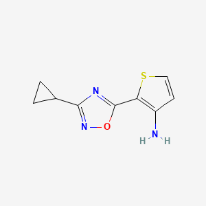 molecular formula C9H9N3OS B2716064 2-(3-Cyclopropyl-1,2,4-oxadiazol-5-yl)thiophen-3-amine CAS No. 137715-61-8