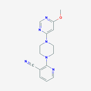 molecular formula C15H16N6O B2716068 2-[4-(6-Methoxypyrimidin-4-yl)piperazin-1-yl]pyridine-3-carbonitrile CAS No. 2415631-82-0