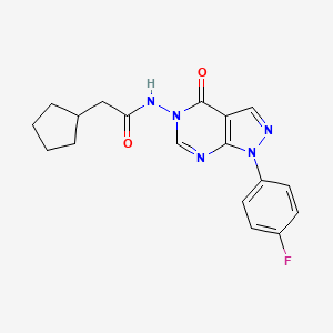 molecular formula C18H18FN5O2 B2716070 2-cyclopentyl-N-(1-(4-fluorophenyl)-4-oxo-1H-pyrazolo[3,4-d]pyrimidin-5(4H)-yl)acetamide CAS No. 899966-88-2