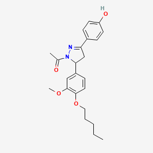 molecular formula C23H28N2O4 B2716083 1-Acetyl-3-(4-hydroxyphenyl)-5-(3-methoxy-4-pentyloxyphenyl)-2-pyrazoline CAS No. 853750-41-1