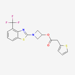 molecular formula C17H13F3N2O2S2 B2716092 1-(4-(三氟甲基)苯并[2]噻唑-2-基)氮杂环丁烷-3-基 2-(噻吩-2-基)乙酸酯 CAS No. 1396628-45-7