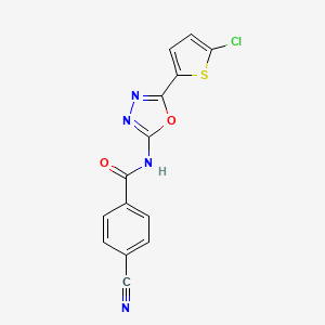 molecular formula C14H7ClN4O2S B2716093 N-(5-(5-chlorothiophen-2-yl)-1,3,4-oxadiazol-2-yl)-4-cyanobenzamide CAS No. 865288-20-6