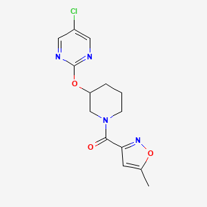 molecular formula C14H15ClN4O3 B2716096 (3-((5-Chloropyrimidin-2-yl)oxy)piperidin-1-yl)(5-methylisoxazol-3-yl)methanone CAS No. 2034398-30-4