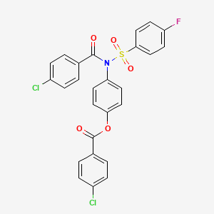 molecular formula C26H16Cl2FNO5S B2716098 4-(4-氯-N-((4-氟苯基)磺酰基)苯甲酰基)苯基 4-氯苯甲酸酯 CAS No. 477483-93-5