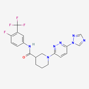 molecular formula C19H17F4N7O B2716102 1-(6-(1H-1,2,4-triazol-1-yl)pyridazin-3-yl)-N-(4-fluoro-3-(trifluoromethyl)phenyl)piperidine-3-carboxamide CAS No. 1797026-40-4
