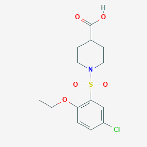 molecular formula C14H18ClNO5S B2716105 1-[(5-Chloro-2-ethoxyphenyl)sulfonyl]piperidine-4-carboxylic acid CAS No. 915909-89-6