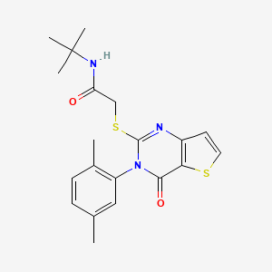 molecular formula C20H23N3O2S2 B2716106 N-tert-butyl-2-{[3-(2,5-dimethylphenyl)-4-oxo-3,4-dihydrothieno[3,2-d]pyrimidin-2-yl]sulfanyl}acetamide CAS No. 1291835-41-0