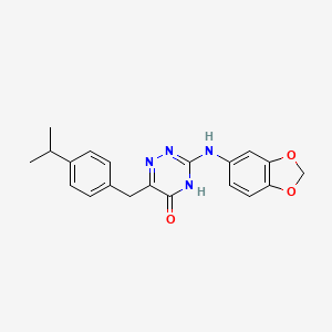 molecular formula C20H20N4O3 B2716107 3-(benzo[d][1,3]dioxol-5-ylamino)-6-(4-isopropylbenzyl)-1,2,4-triazin-5(4H)-one CAS No. 881438-22-8