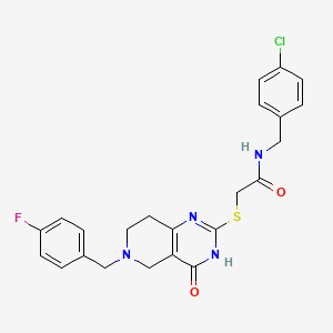 molecular formula C23H22ClFN4O2S B2716111 N-(4-chlorobenzyl)-2-{[6-(4-fluorobenzyl)-4-oxo-3,4,5,6,7,8-hexahydropyrido[4,3-d]pyrimidin-2-yl]sulfanyl}acetamide CAS No. 946293-35-2