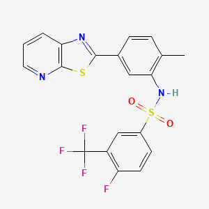 4-fluoro-N-(2-methyl-5-(thiazolo[5,4-b]pyridin-2-yl)phenyl)-3-(trifluoromethyl)benzenesulfonamide
