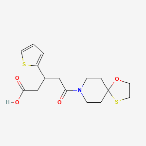 molecular formula C16H21NO4S2 B2716151 5-Oxo-5-(1-oxa-4-thia-8-azaspiro[4.5]decan-8-yl)-3-(thiophen-2-yl)pentanoic acid CAS No. 1428367-51-4