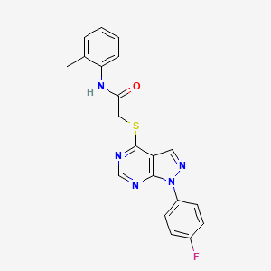 molecular formula C20H16FN5OS B2716153 2-[1-(4-氟苯基)吡唑并[3,4-d]嘧啶-4-基]硫代-N-(2-甲基苯基)乙酰胺 CAS No. 893934-45-7