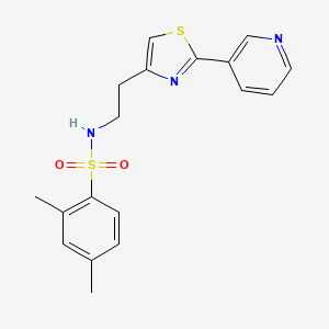 molecular formula C18H19N3O2S2 B2716155 2,4-二甲基-N-(2-(2-(吡啶-3-基)噻唑-4-基)乙基)苯磺酰胺 CAS No. 863511-88-0