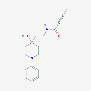 molecular formula C17H22N2O2 B2716160 N-[2-(4-Hydroxy-1-phenylpiperidin-4-yl)ethyl]but-2-ynamide CAS No. 2411279-85-9