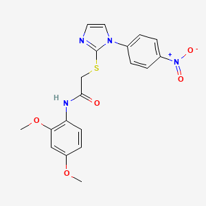 B2716168 N-(2,4-dimethoxyphenyl)-2-[1-(4-nitrophenyl)imidazol-2-yl]sulfanylacetamide CAS No. 851079-51-1