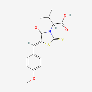 molecular formula C16H17NO4S2 B2716172 2-[(5Z)-5-[(4-methoxyphenyl)methylidene]-4-oxo-2-sulfanylidene-1,3-thiazolidin-3-yl]-3-methylbutanoic acid CAS No. 300817-69-0