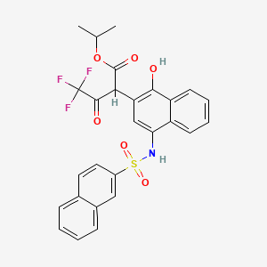 molecular formula C27H22F3NO6S B2716178 Isopropyl 4,4,4-trifluoro-2-(1-hydroxy-4-(naphthalene-2-sulfonamido)naphthalen-2-yl)-3-oxobutanoate CAS No. 477499-66-4