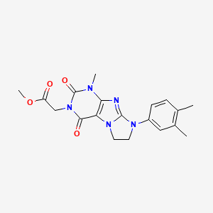 molecular formula C19H21N5O4 B2716189 Methyl 2-[6-(3,4-dimethylphenyl)-4-methyl-1,3-dioxo-7,8-dihydropurino[7,8-a]imidazol-2-yl]acetate CAS No. 872843-01-1