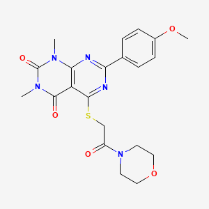 molecular formula C21H23N5O5S B2716193 7-(4-methoxyphenyl)-1,3-dimethyl-5-((2-morpholino-2-oxoethyl)thio)pyrimido[4,5-d]pyrimidine-2,4(1H,3H)-dione CAS No. 852171-57-4
