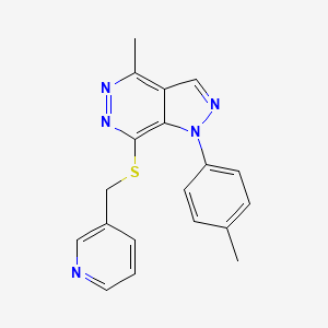 molecular formula C19H17N5S B2716195 4-methyl-7-((pyridin-3-ylmethyl)thio)-1-(p-tolyl)-1H-pyrazolo[3,4-d]pyridazine CAS No. 1207057-93-9