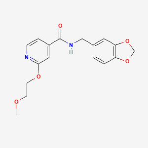 N-(benzo[d][1,3]dioxol-5-ylmethyl)-2-(2-methoxyethoxy)isonicotinamide