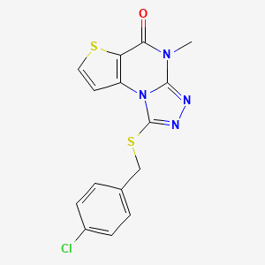 molecular formula C15H11ClN4OS2 B2716199 1-((4-chlorobenzyl)thio)-4-methylthieno[2,3-e][1,2,4]triazolo[4,3-a]pyrimidin-5(4H)-one CAS No. 1189919-80-9