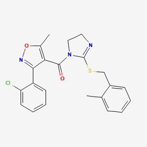 (3-(2-chlorophenyl)-5-methylisoxazol-4-yl)(2-((2-methylbenzyl)thio)-4,5-dihydro-1H-imidazol-1-yl)methanone