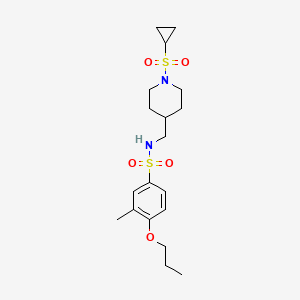 molecular formula C19H30N2O5S2 B2716233 N-((1-(环丙基磺酰基)哌啶-4-基)甲基)-3-甲基-4-丙氧基苯基磺酰胺 CAS No. 1235027-77-6
