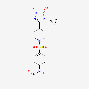 molecular formula C19H25N5O4S B2716257 N-(4-((4-(4-cyclopropyl-1-methyl-5-oxo-4,5-dihydro-1H-1,2,4-triazol-3-yl)piperidin-1-yl)sulfonyl)phenyl)acetamide CAS No. 1797061-19-8