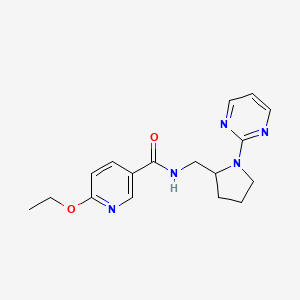 molecular formula C17H21N5O2 B2716263 6-乙氧基-N-{[1-(嘧啶-2-基)吡咯啉-2-基]甲基}吡啶-3-羧酰胺 CAS No. 2097868-43-2