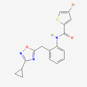 molecular formula C17H14BrN3O2S B2716278 4-bromo-N-(2-((3-cyclopropyl-1,2,4-oxadiazol-5-yl)methyl)phenyl)thiophene-2-carboxamide CAS No. 1795295-70-3